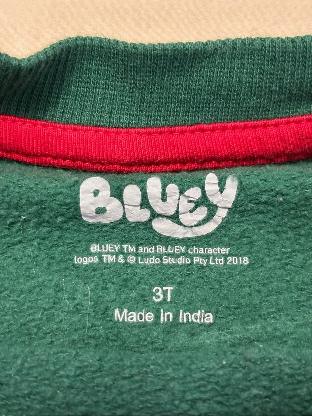 Bluey Green Kids Crewneck Sweatshirt with Holiday Sweater Graphic Size 3T